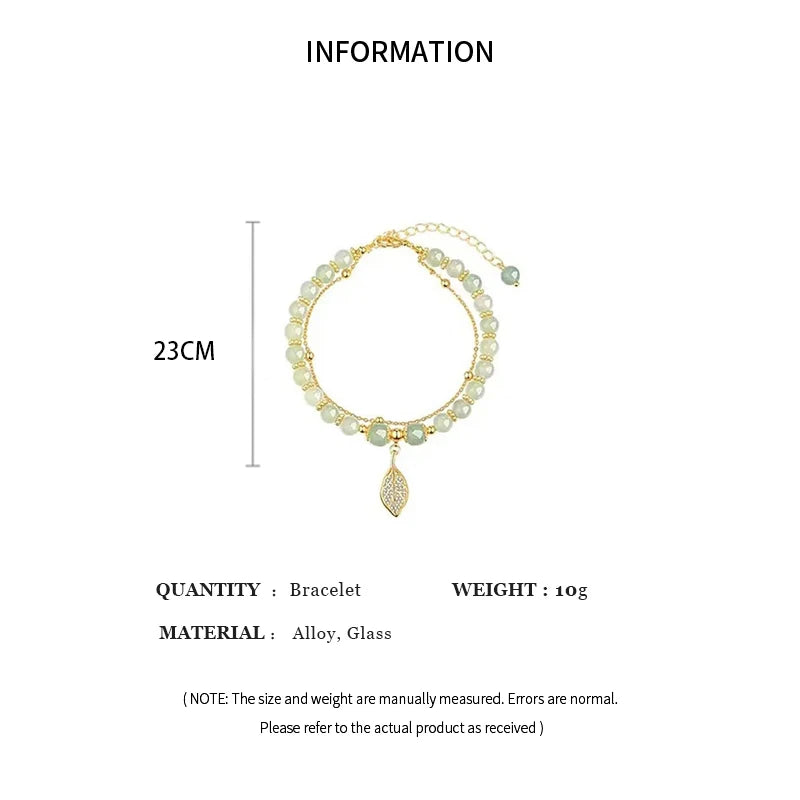 Armband aus grüner Jade und Blatt