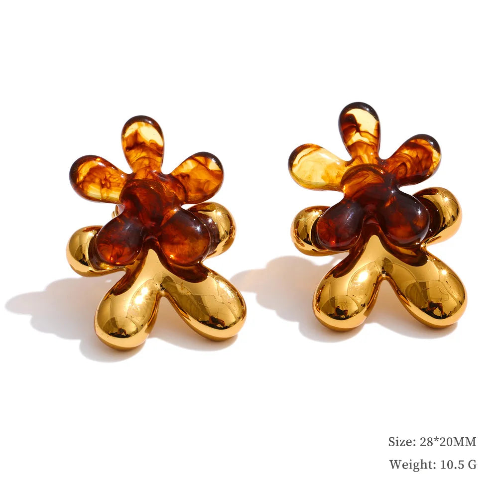 Resin and gold earrings