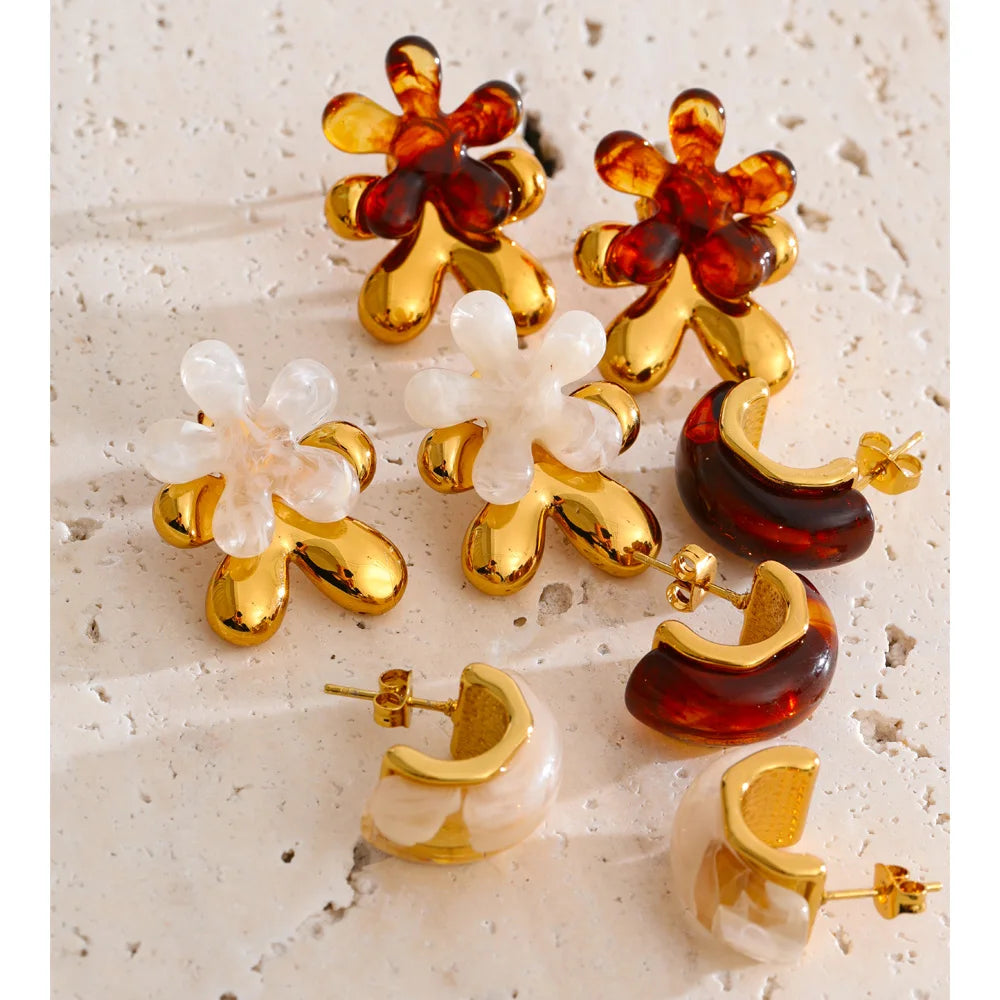 Resin and gold earrings