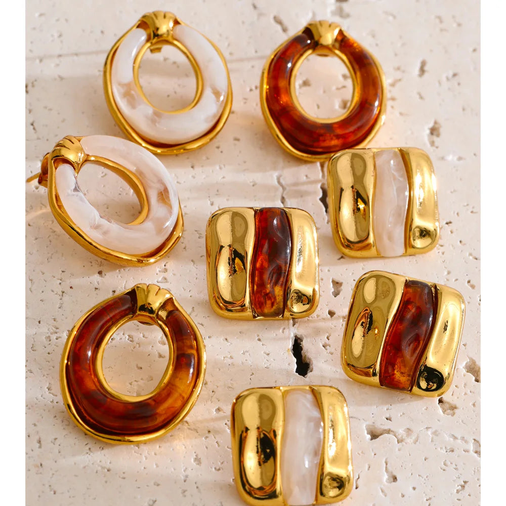 Resin and gold earrings
