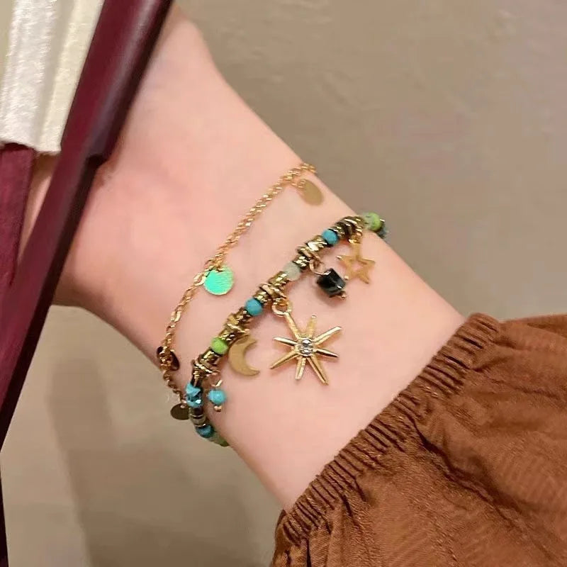 Bracelet double pierres et étoile