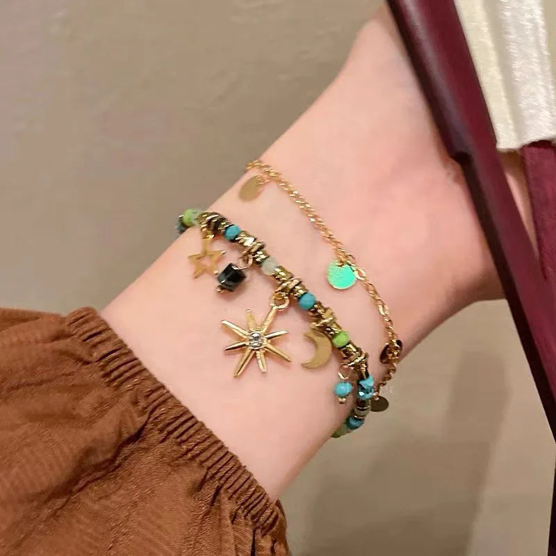Bracelet double pierres et étoile