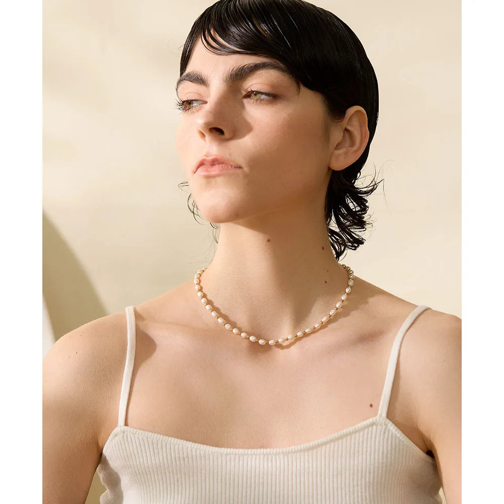Collier perles et billes dorées