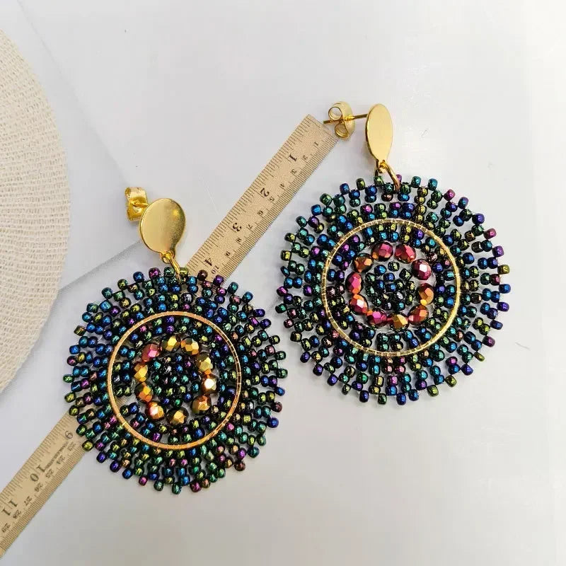 Pendantes rosace bleu paon