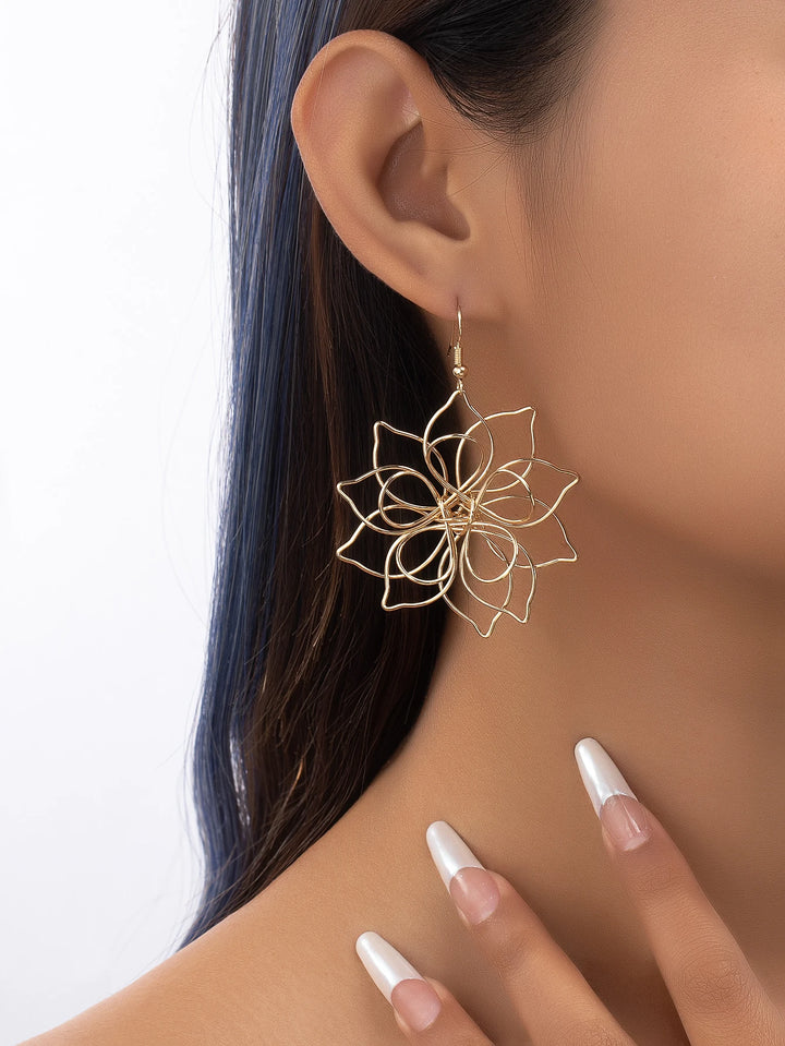 Pendantes fleur en fil doré