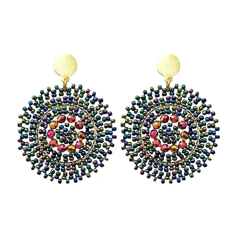Pendantes rosace bleu paon