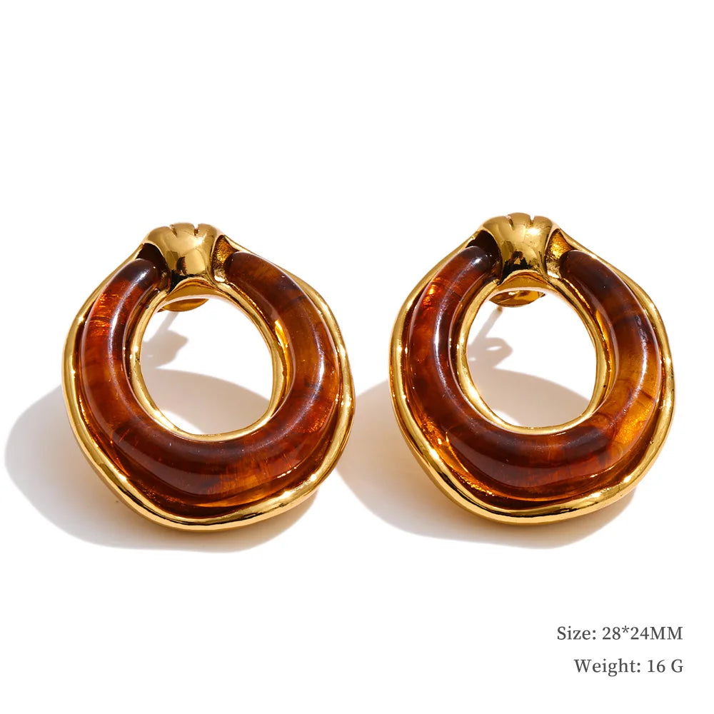 Resin and gold earrings