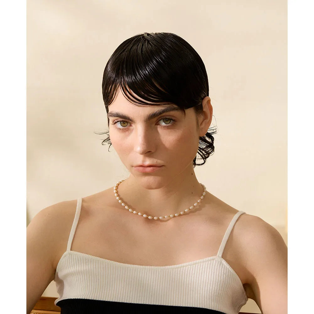 Collier perles et billes dorées
