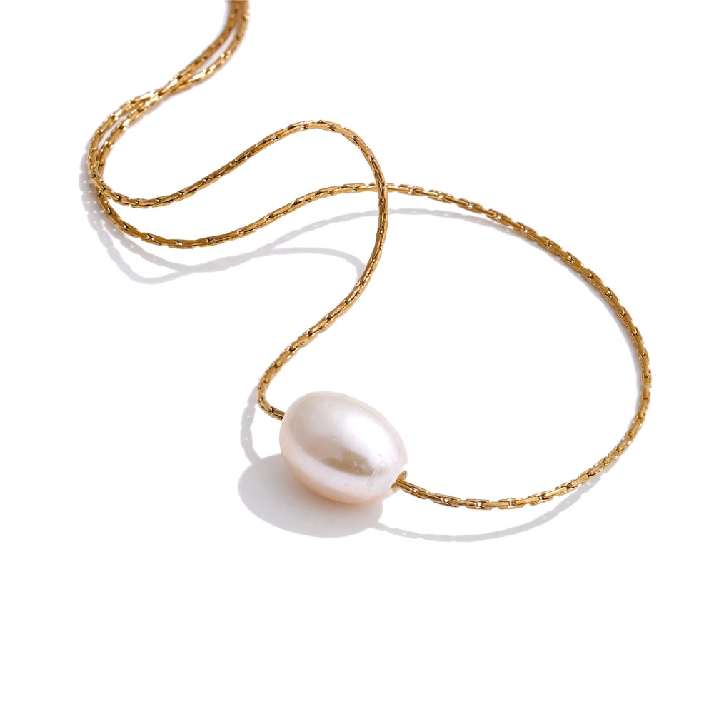 Collier perle baroque solitaire