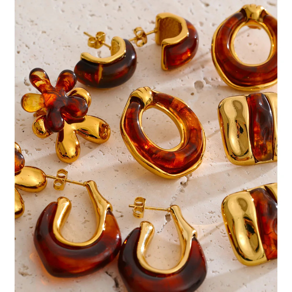 Resin and gold earrings