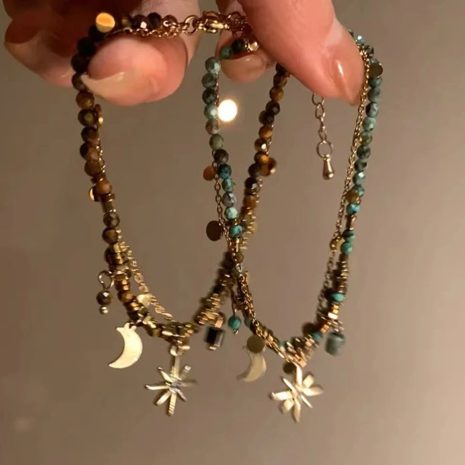 Bracelet double pierres et étoile