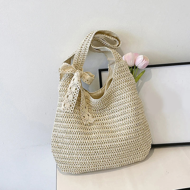 Sac hobo en paille tressée