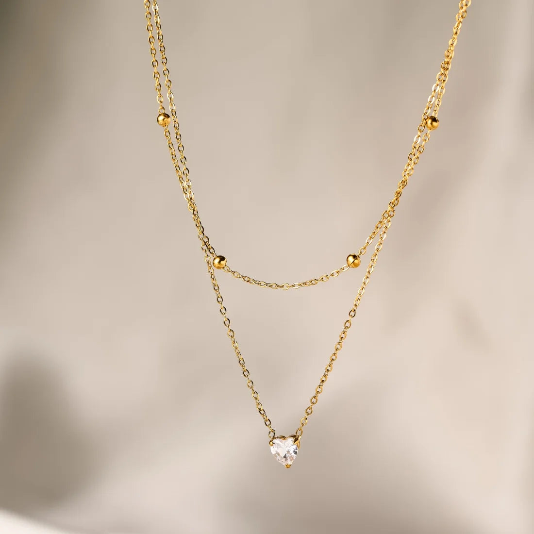 Collier double rang et zircon