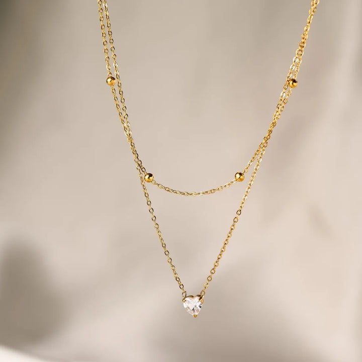 Collier double rang et zircon