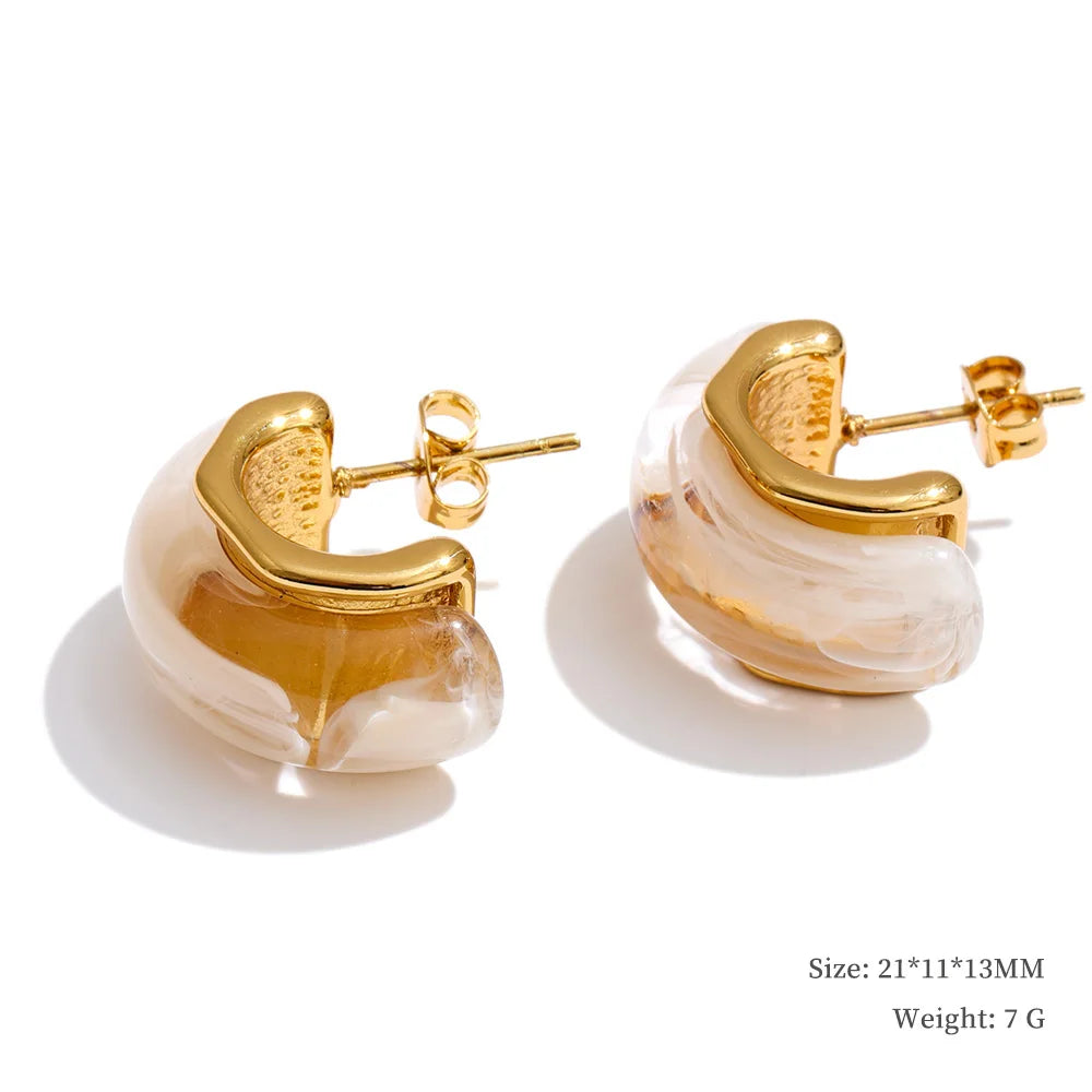 Resin and gold earrings