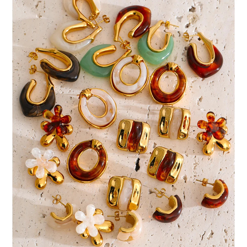 Resin and gold earrings