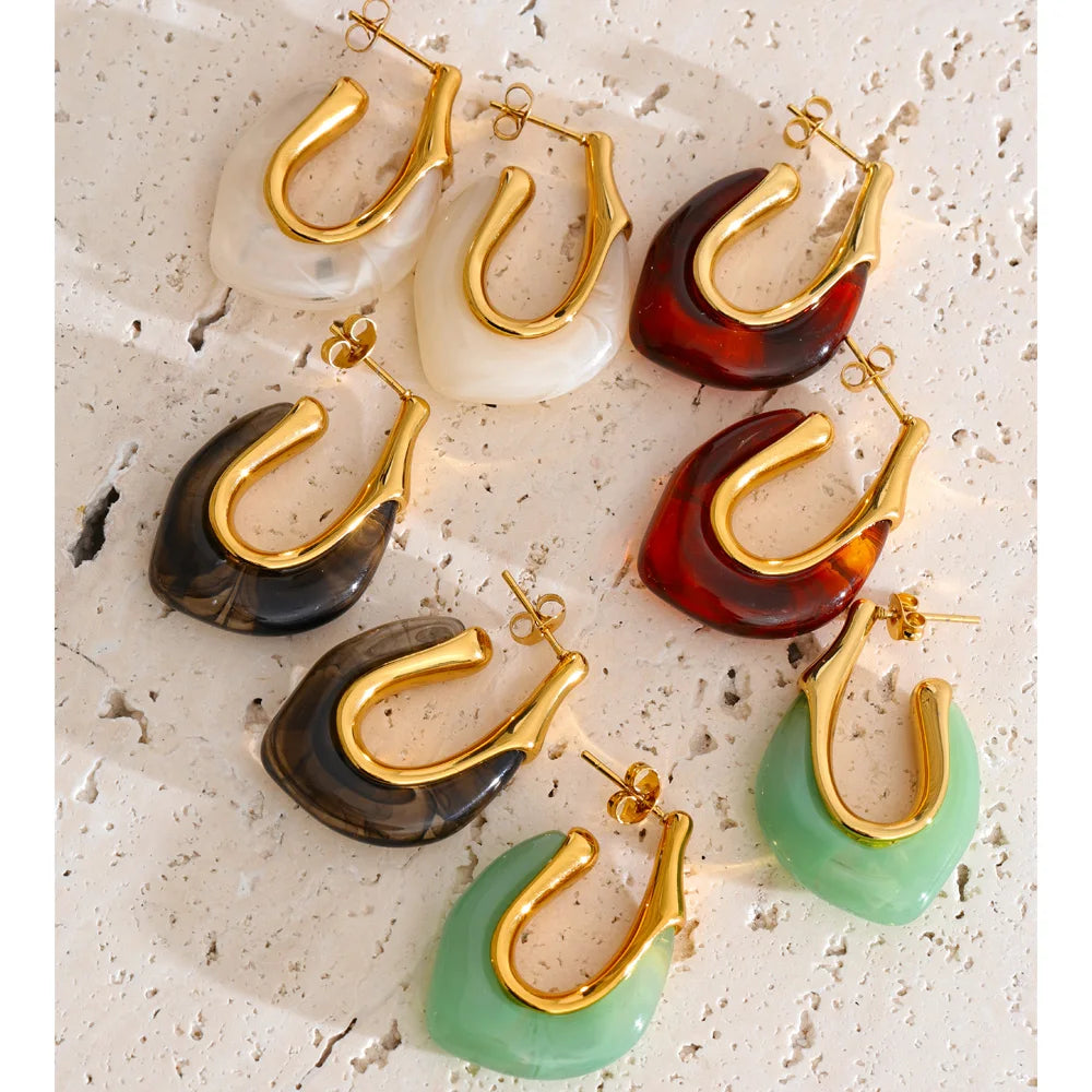 Resin and gold earrings