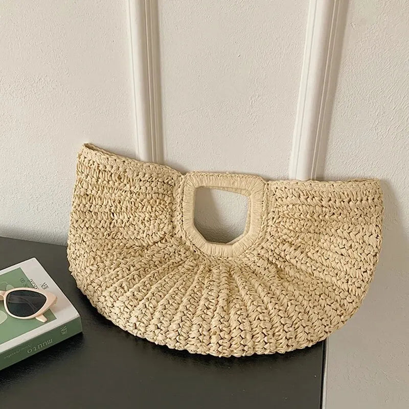 Sac demi-lune en paille