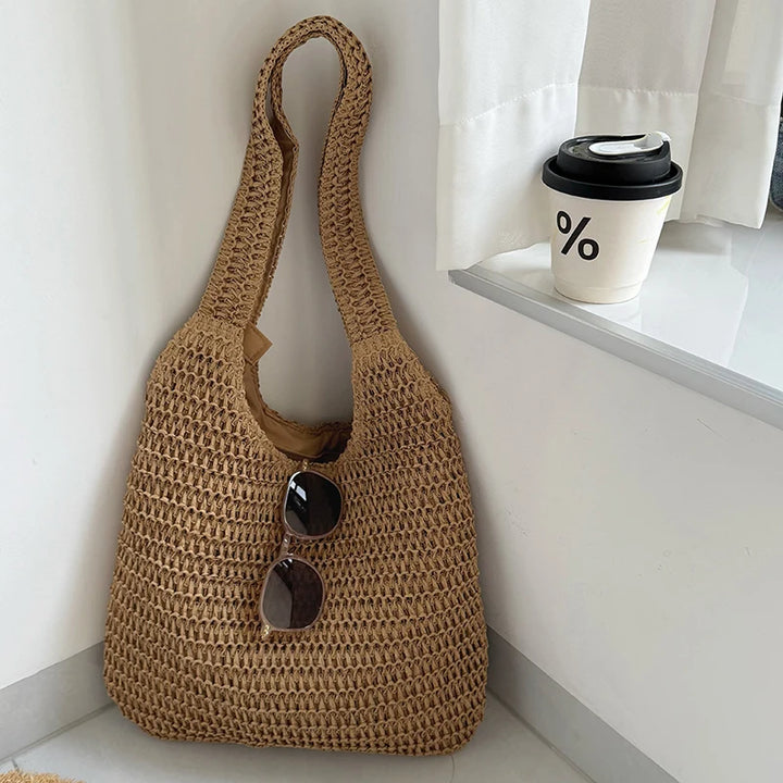 Sac hobo en paille tressée