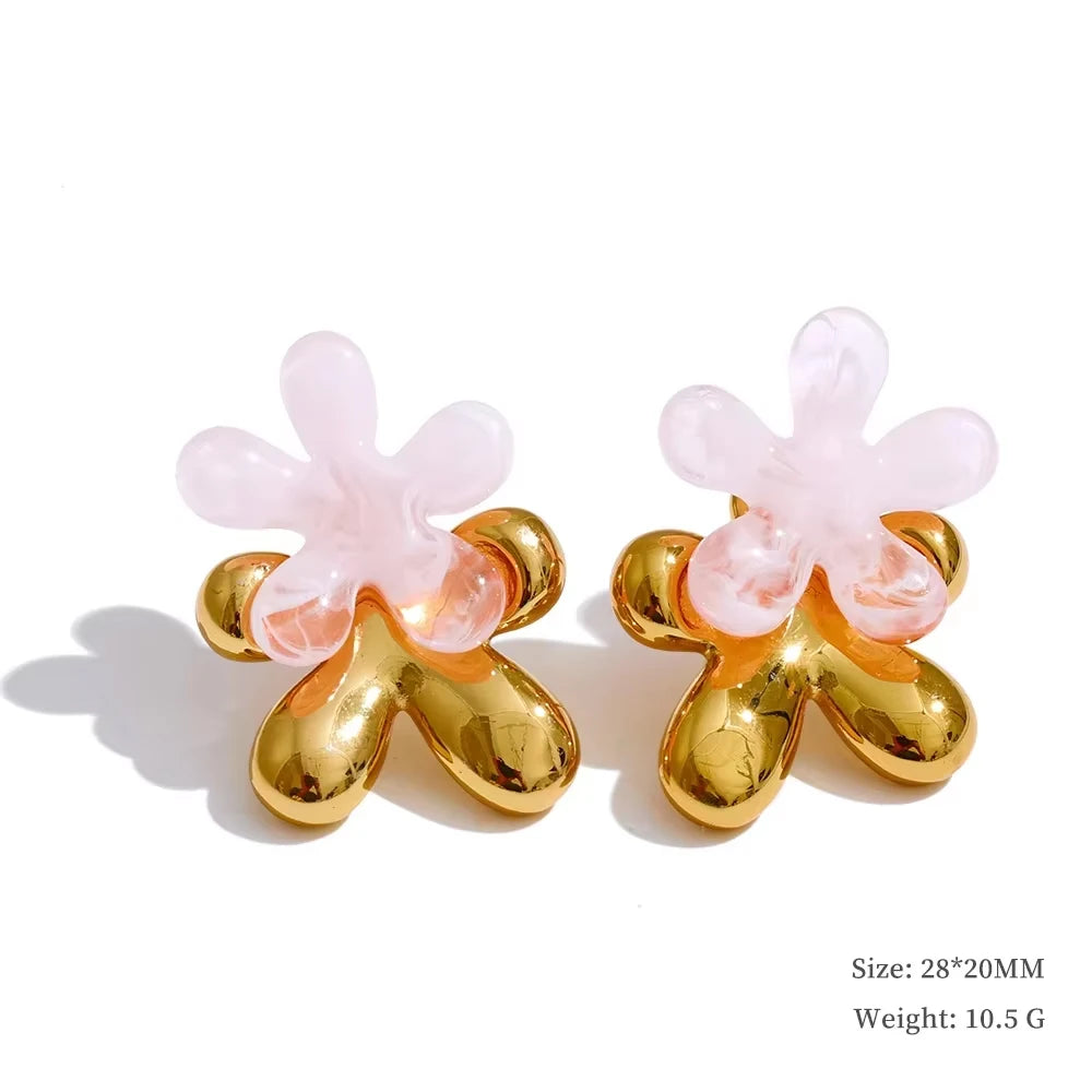 Resin and gold earrings
