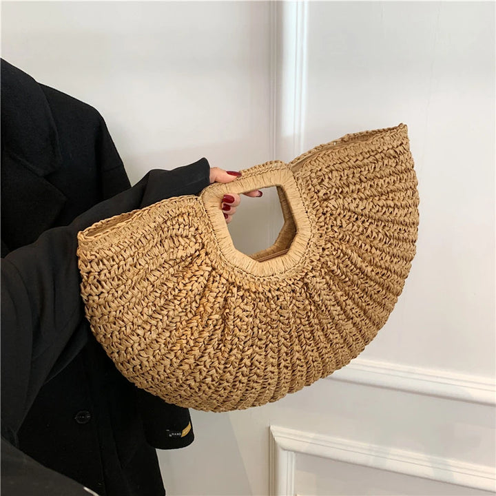 Sac demi-lune en paille
