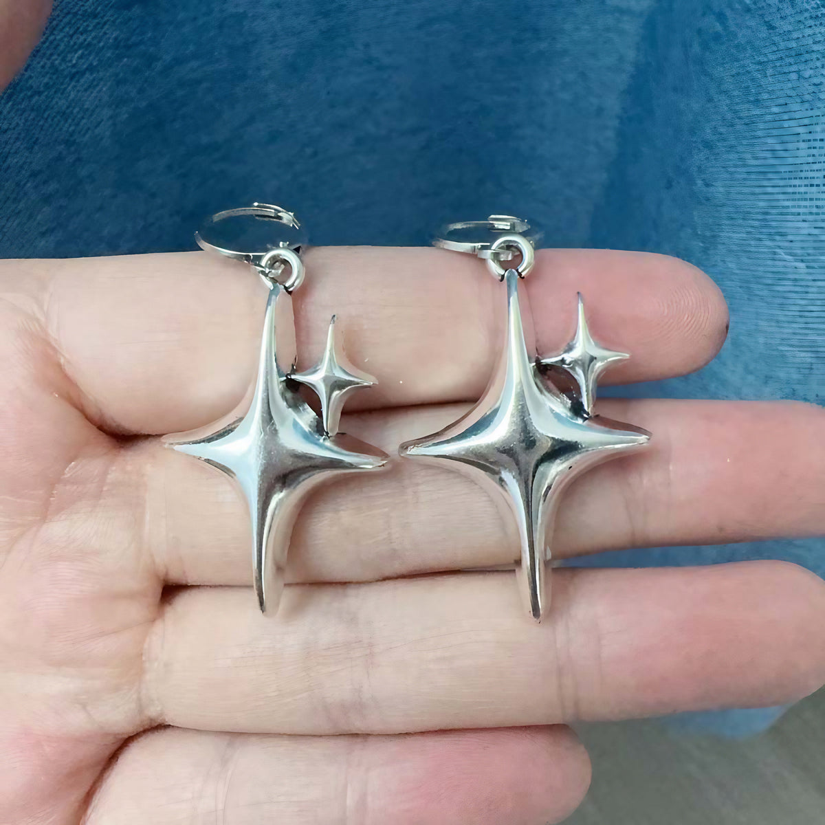 Créoles cœur irisé et étoiles