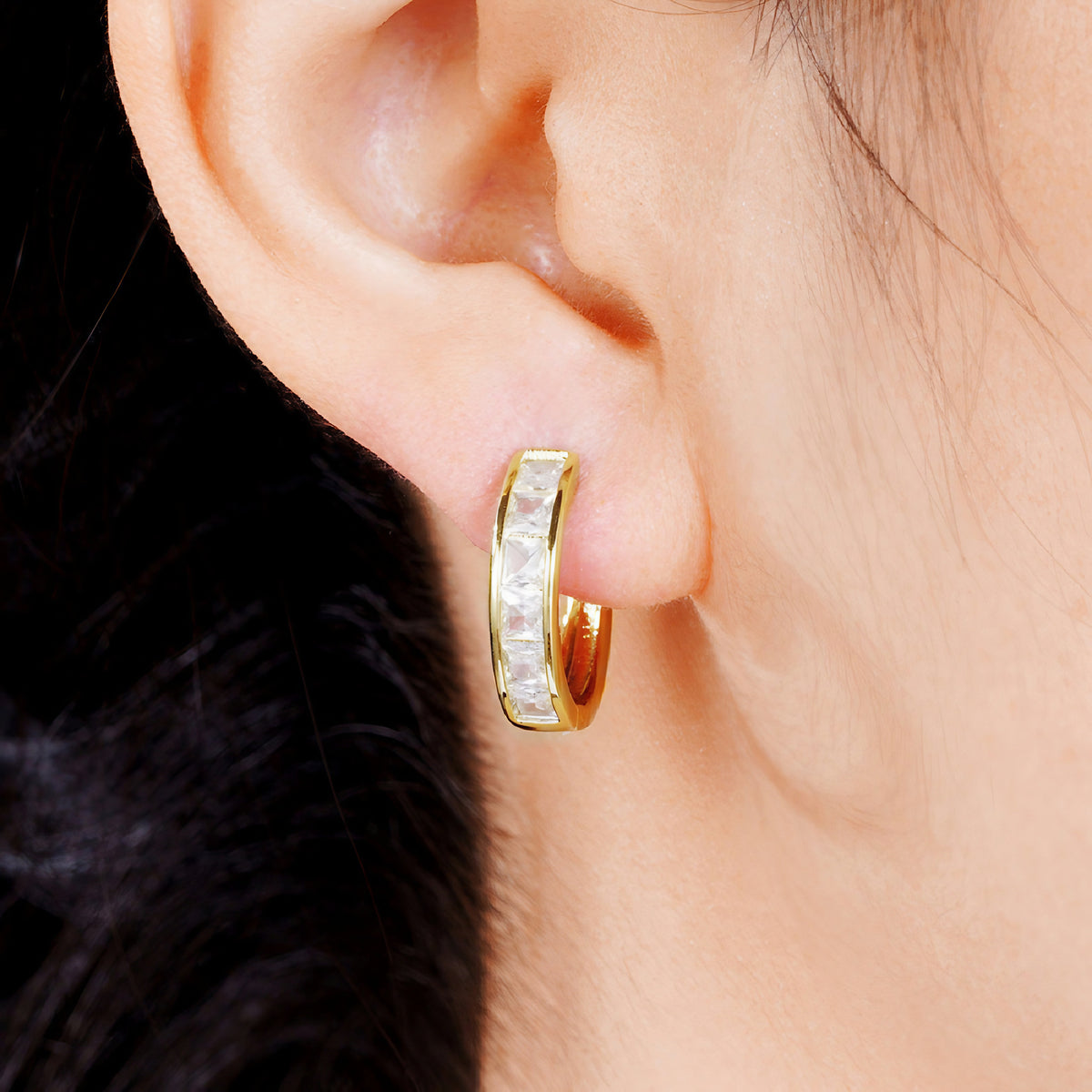 Mini créoles zircons carrés