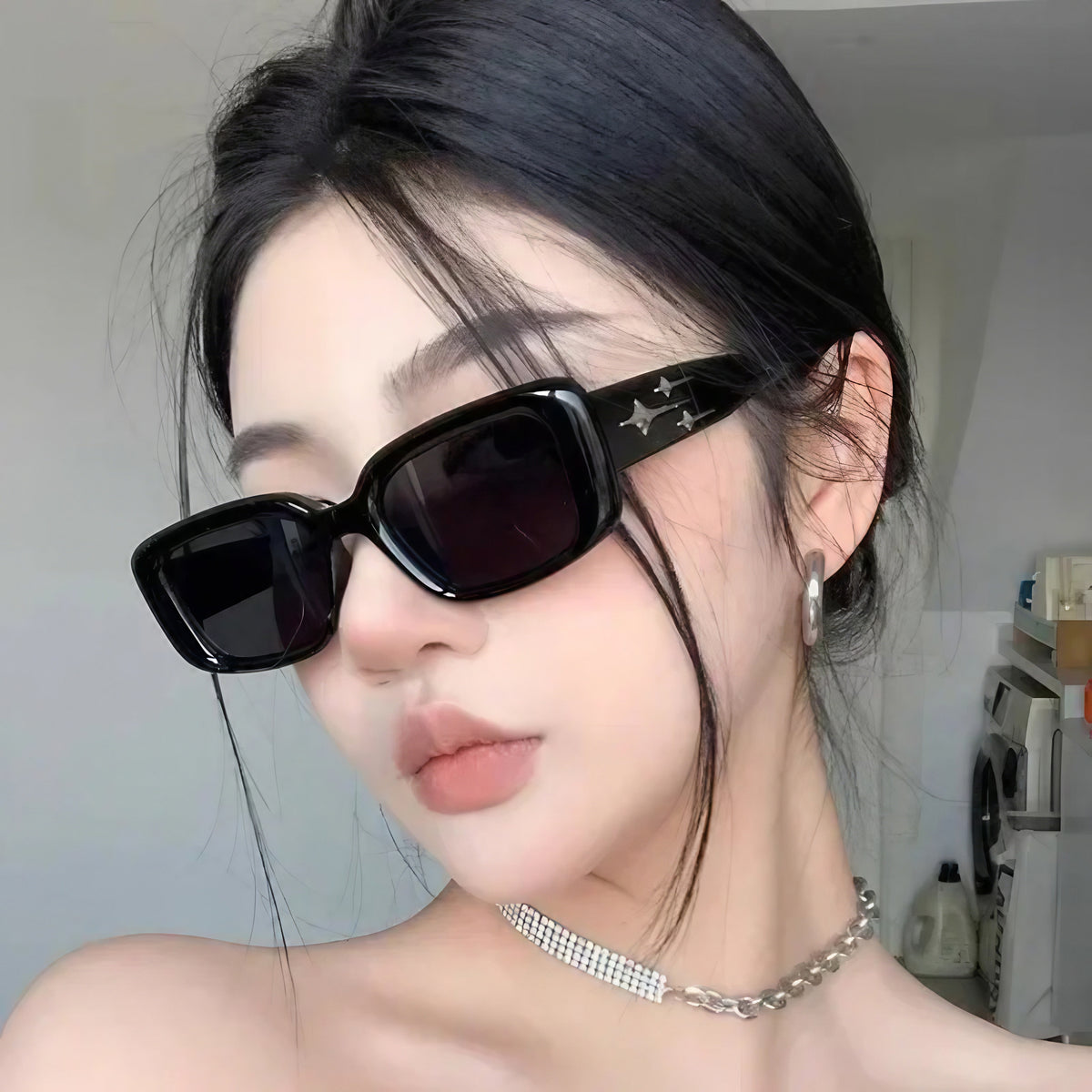 Lunettes rectangulaires étoiles Y2K