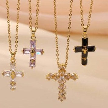 Collier croix zircon