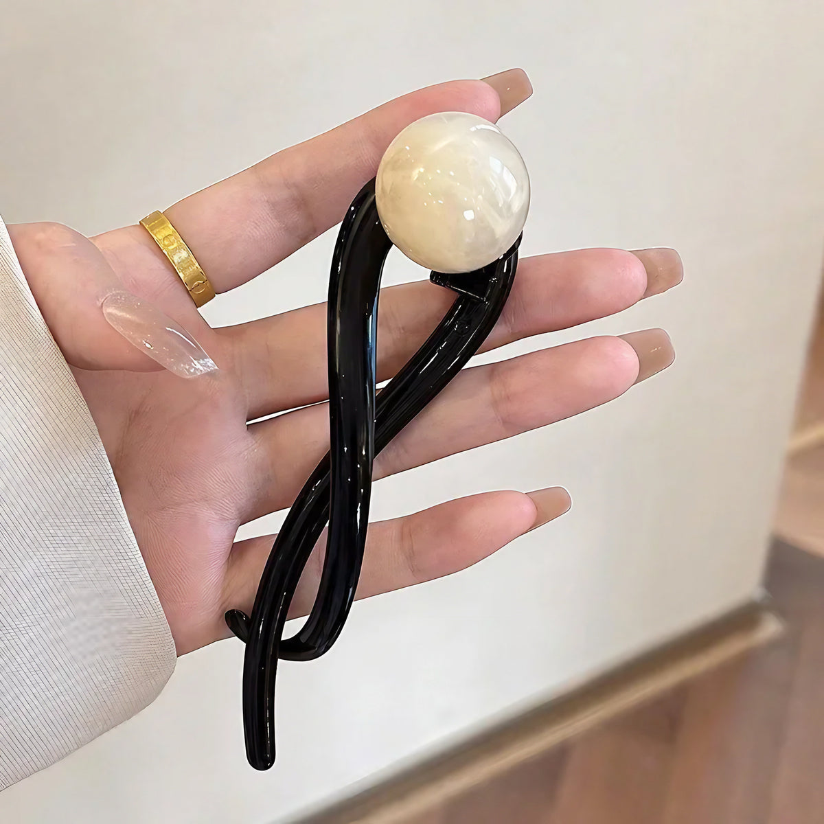 Pince chignon torsadée perle