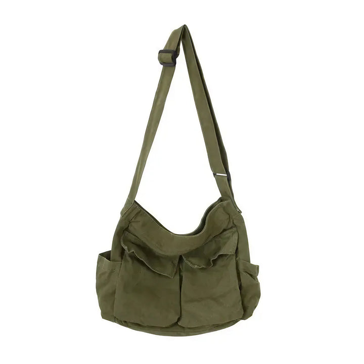 Sac besace toile multipoches